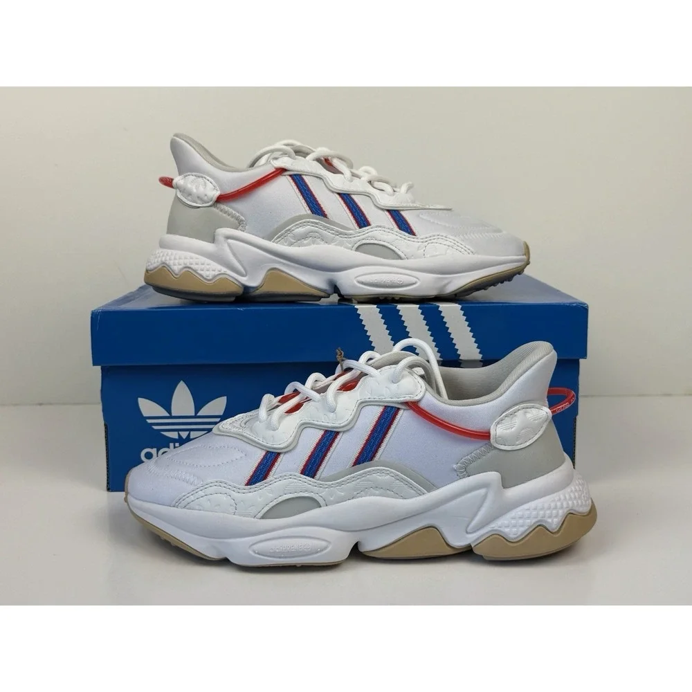 Adidas Ozweego J Sneakers Kid Size 4Y Red Blue White Gum Brown‎ ID7966